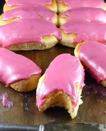 Simple Blackberry Iced Finger Buns (from scratch)