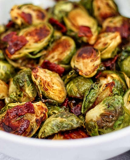 Cider Glazed Roasted Brussels Sprouts with Bacon