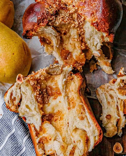Caramelized Pear and Hazelnut Cozonac