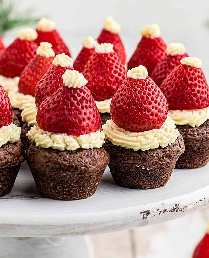 Santa Hat Brownie Bites