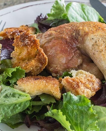 Spatchcocked Chicken with Sourdough Croutons & Schmaltz