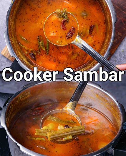 Sambar Recipe | Mix Vegetable Sambar in Cooker - 15 Mins