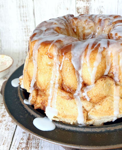 Homemade Cinnamon Bun Monkey Bread with Cinnamon Caramel