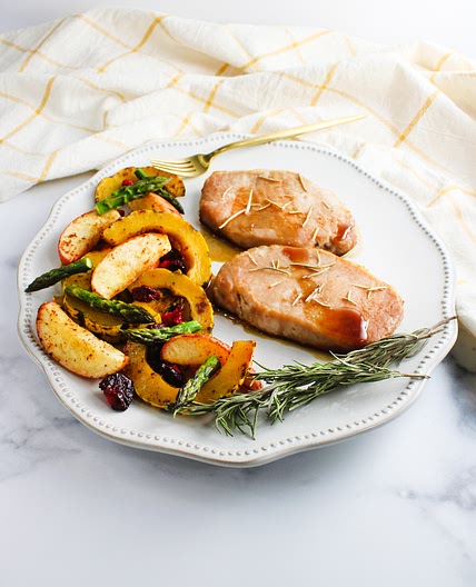 Pork Loin Chops with Maple Sauce and Delicata Hash [AIP-Paleo]