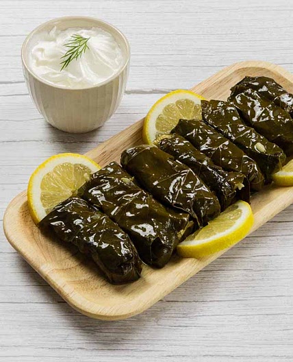 Dolmadakia Stuffed Vine Leaves with Rice