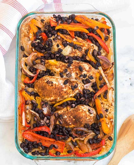 Chicken Fajita Bake with Cashew Cream Sauce