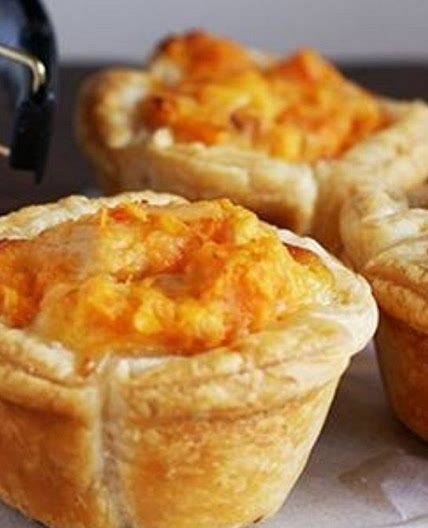 Cheese, corn and sweet potato quiches recipe