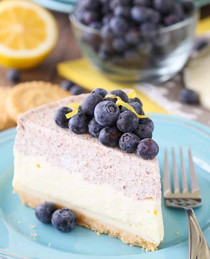 Lemon Blueberry Shortbread Mousse Cake
