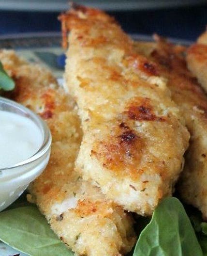 Baked Asiago Crusted Chicken Tenders