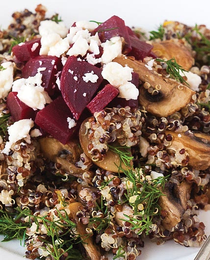 Tricolor Quinoa Salad with Roasted Mushrooms & Beets
