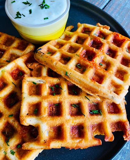 Cheesy Bacon Waffle Dippers