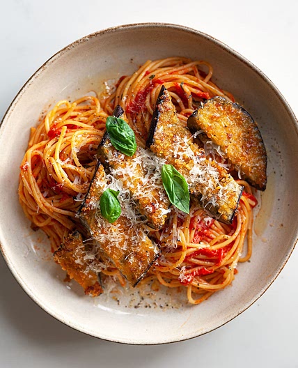 Aubergine Milanese With Spaghetti