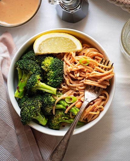 Roasted Broccoli with Peanut Noodles Recipe