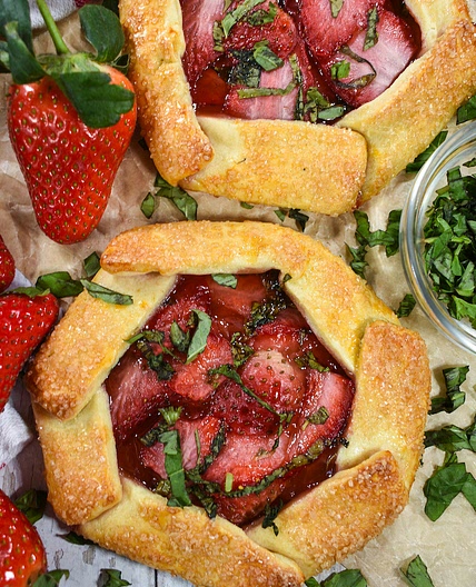 Mini Galette with Basil and Strawberries