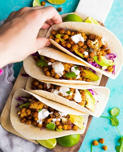 Air Fryer Cauliflower Chickpea Tacos
