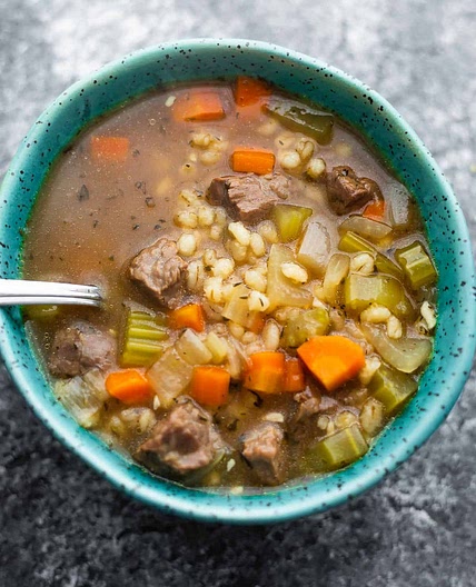 Healthier Beef & Barley Soup