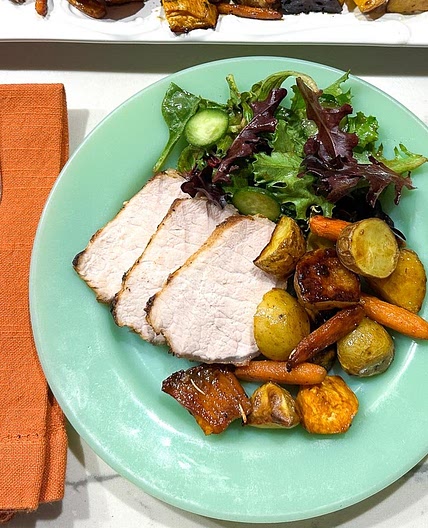Low FODMAP Maple Glazed Pork Loin with Root Vegetables