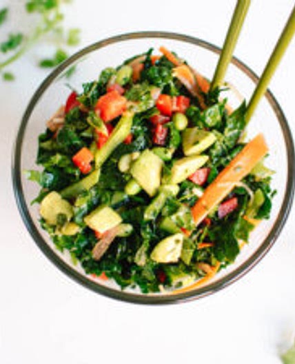 Chopped Kale Salad with Edamame, Carrot and Avocado