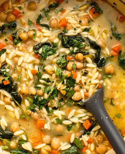 Lemon Chickpea Orzo Soup