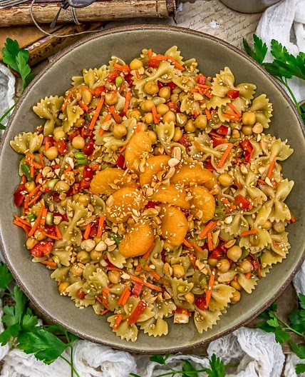Oil Free Asian Sesame Pasta Salad