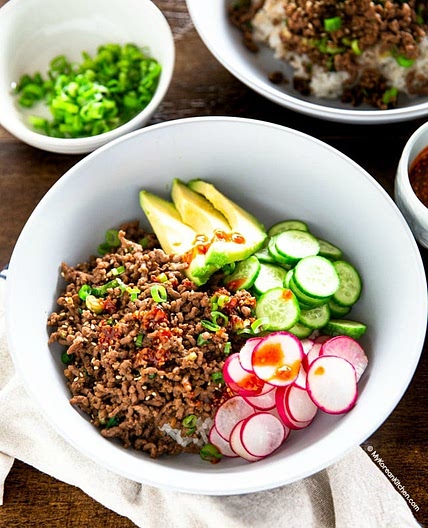Korean Ground Beef and Rice Bowls