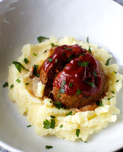 Tomato-Glazed Meatloaves with Brown Butter Mashed Potatoes