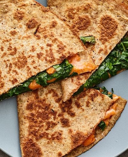 Kale and Sweet Potato Parmesan Quesadilla