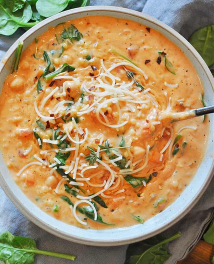 One Pot Vegan Creamy Italian Acini di Pepe Soup