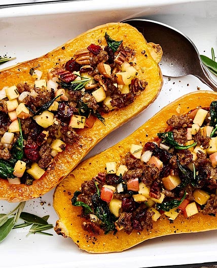 Apple Sausage Stuffed Butternut Squash