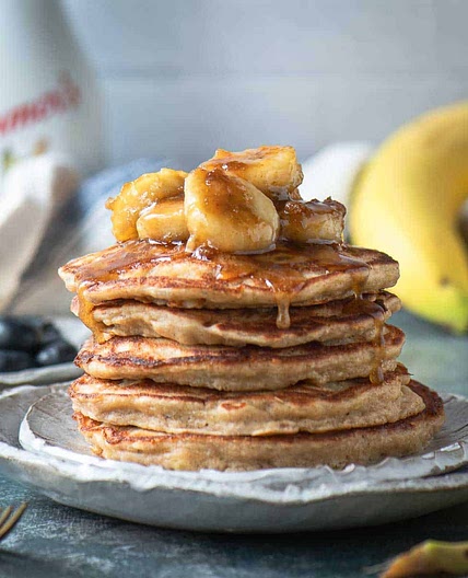 Banana Bread Pancakes with Banana Compote