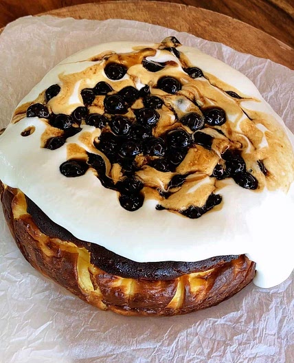 Basque Cheesecake Topped with Boba