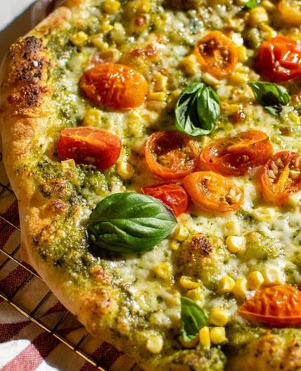 Marinated Tomato and Corn Pizza
