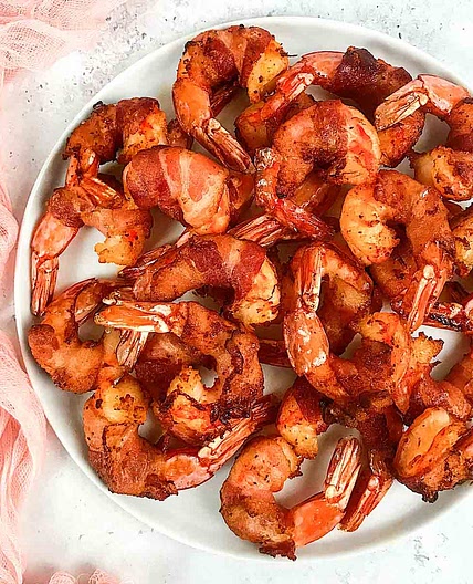 Air fryer bacon wrapped shrimp recipe