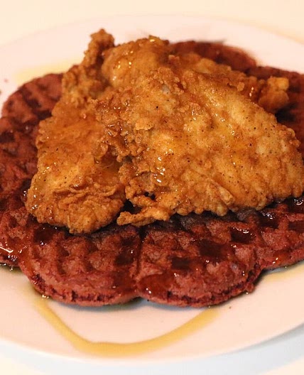 Red Velvet Waffles and Chicken