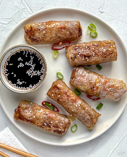 Crispy Baked Chicken Spring Rolls