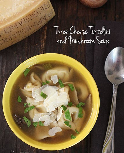 Three Cheese Mushroom and Tortellini Soup