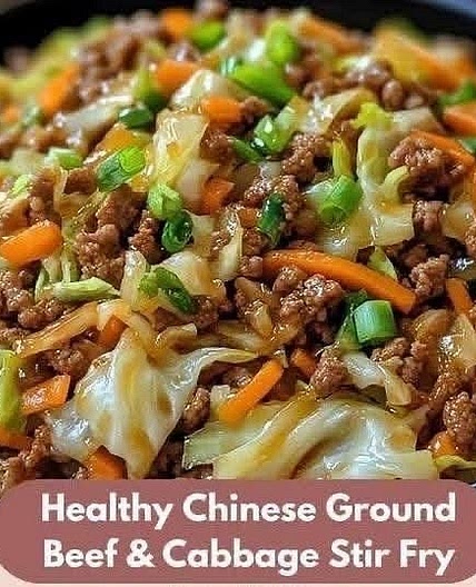 Healthy Chinese Ground Beef & Cabbage Stir Fry