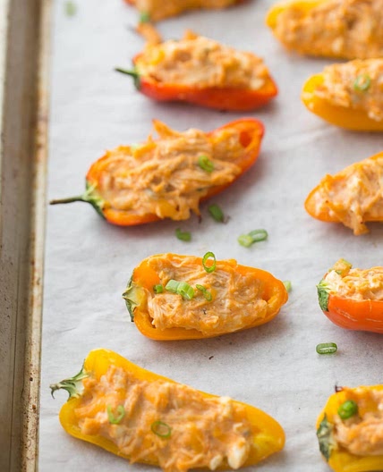 Heathy Buffalo Chicken Dip Stuffed Peppers [Instant Pot | Air Fryer | Oven]