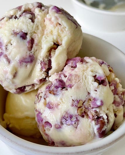 Vanilla Cottage Cheese Ice Cream with Candy Coated Rice Crispies and Toasted Pecans