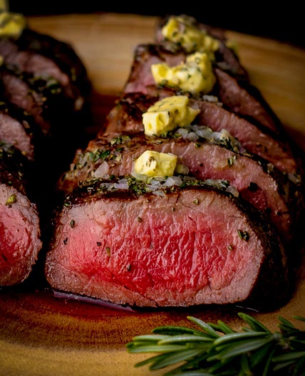 Sous Vide Elk Tenderloin with Rosemary Shallot Compound Butter
