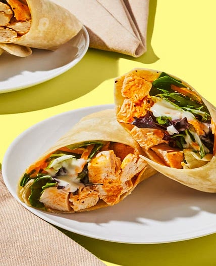 Buffalo Chicken Ranch Wraps with Mixed Greens & Cheddar Cheese