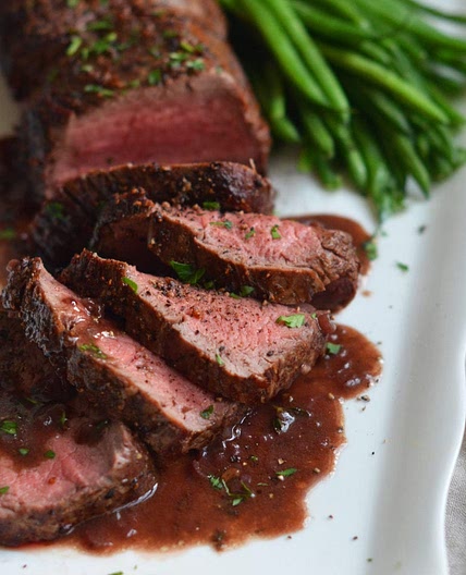 Roast Beef Tenderloin with Wine Sauce