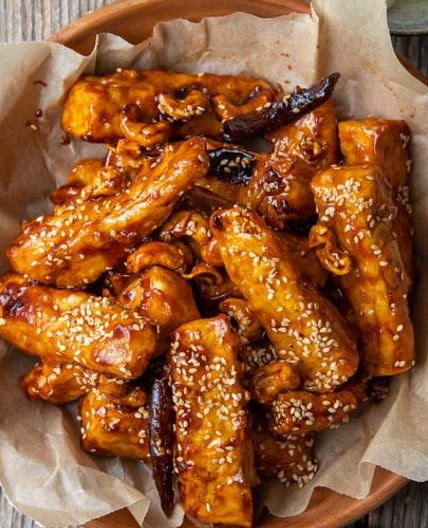 Korean-inspired Fried Tofu with Gochujang