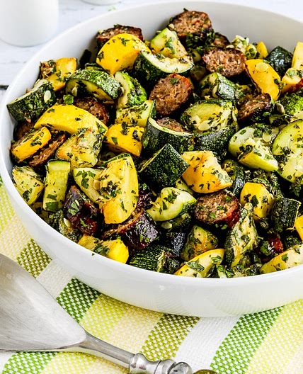 Grilled Sausage and Summer Squash