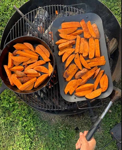 Loaded Chorizo Burgers & Sweet Potato Fries with Maple Aioli. Margarita flavored watermelon for dessert