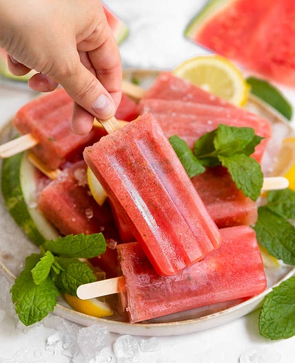 Watermelon Lemon Mint Popsicles