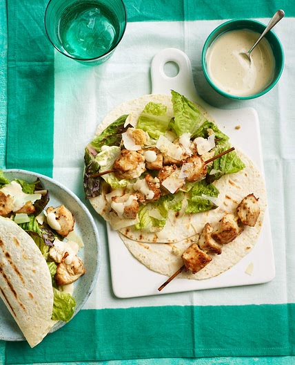 Air Fryer Chicken Caesar Skewer Wraps