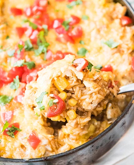One Pot Chicken Enchilada Rice Casserole