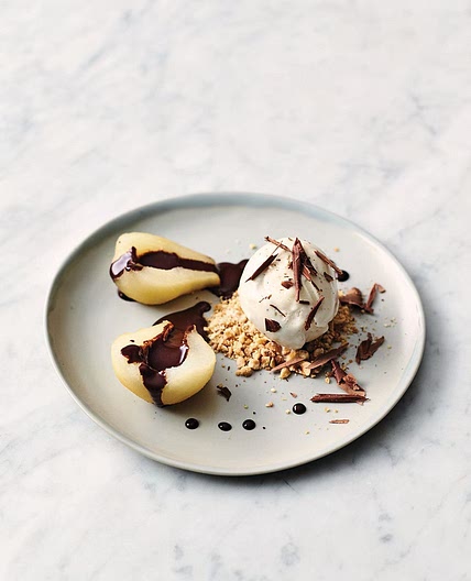 Boozy pears & chocolate