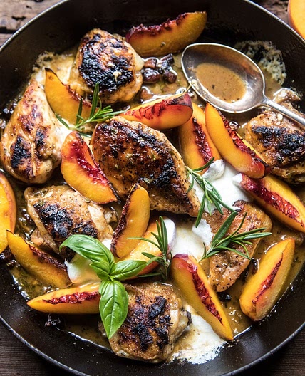 Rosemary Peach Chicken in White Wine Pan Sauce